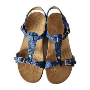 Vionic Isla Blue Snake T-Strap Comfort Sandals size 9